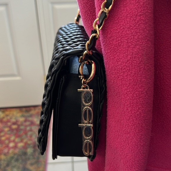 Bebe  Crossbody Clutch Bag  vegan leather, gold tone HW  braided chain added NWT - Picture 6 of 15